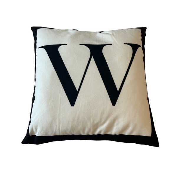 MONOGRAM PILLOW "W" Square 18" X 18" Sofa Chair Couch Bedroom Living Room - Picture 6 of 7